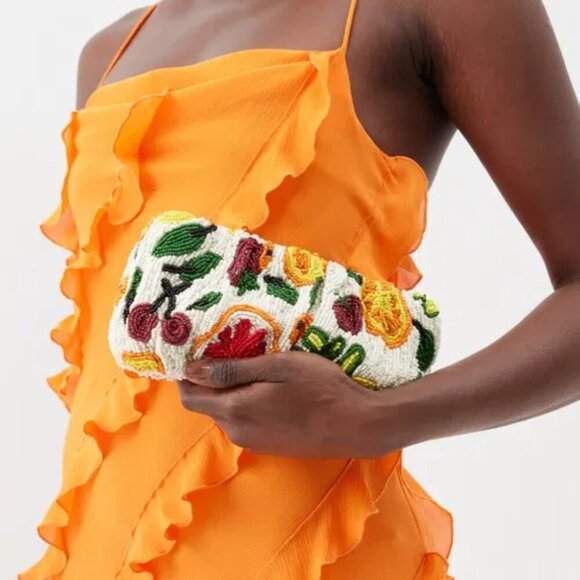 New Staud Beaded Bean Fruit Salad Shoulder Bag/Convertible Clutch NWT - Picture 6 of 14